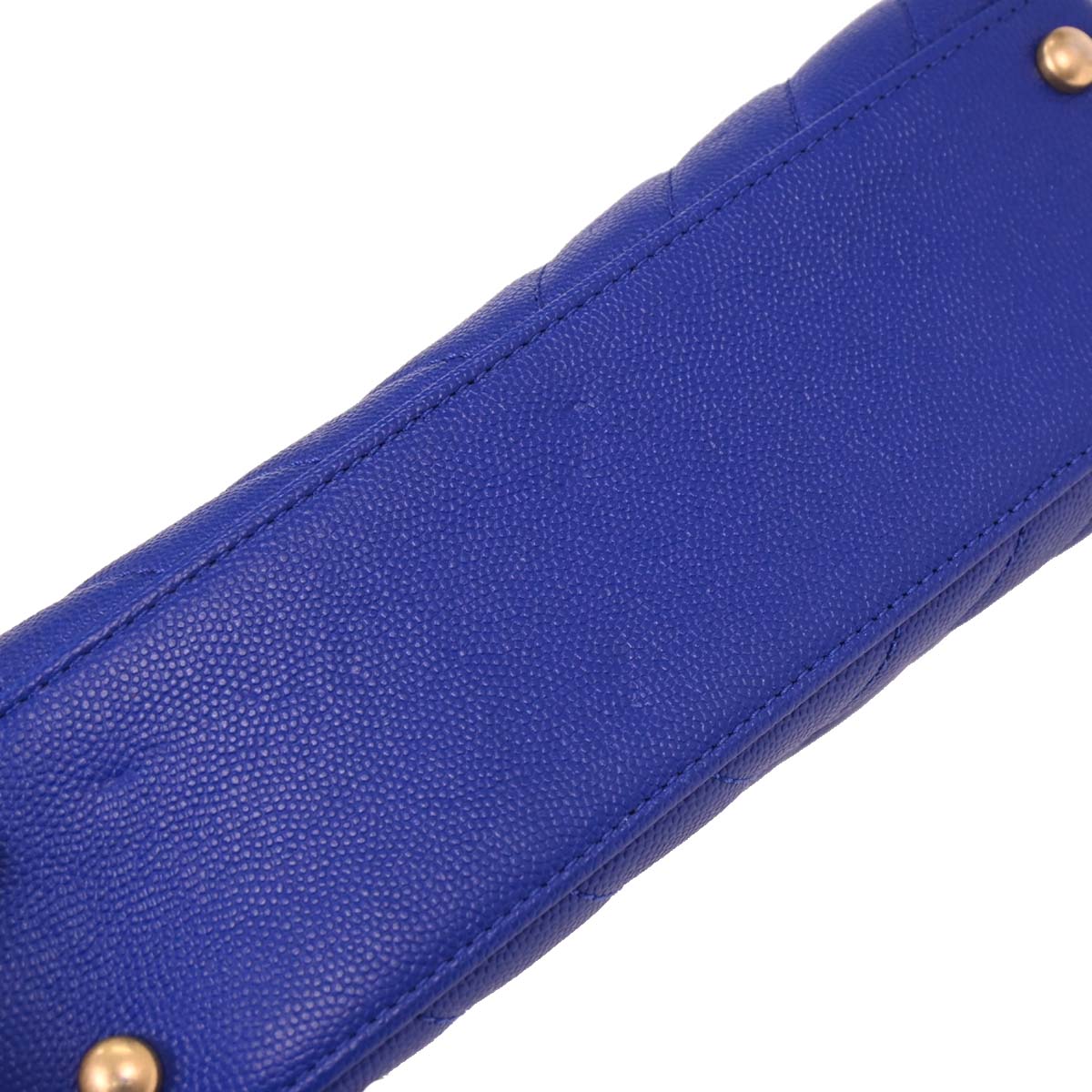 Chanel Blue Caviar Chevron Coco Handle XS 2way Shoulder Handbag