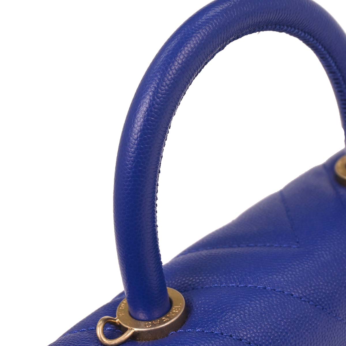 Chanel Blue Caviar Chevron Coco Handle XS 2way Shoulder Handbag