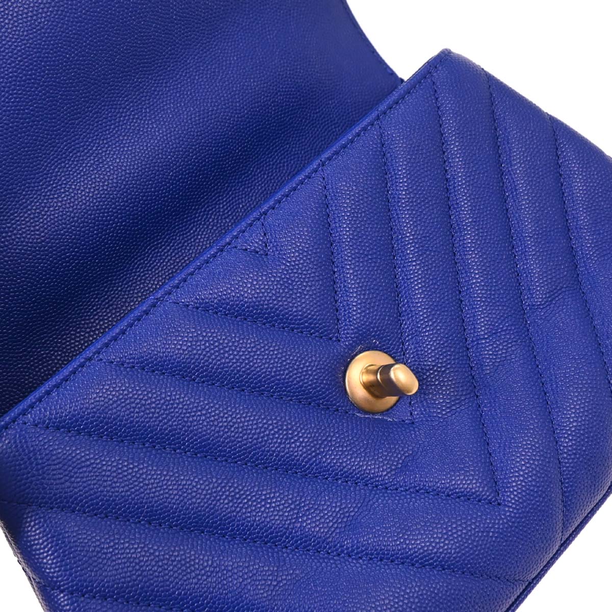 Chanel Blue Caviar Chevron Coco Handle XS 2way Shoulder Handbag