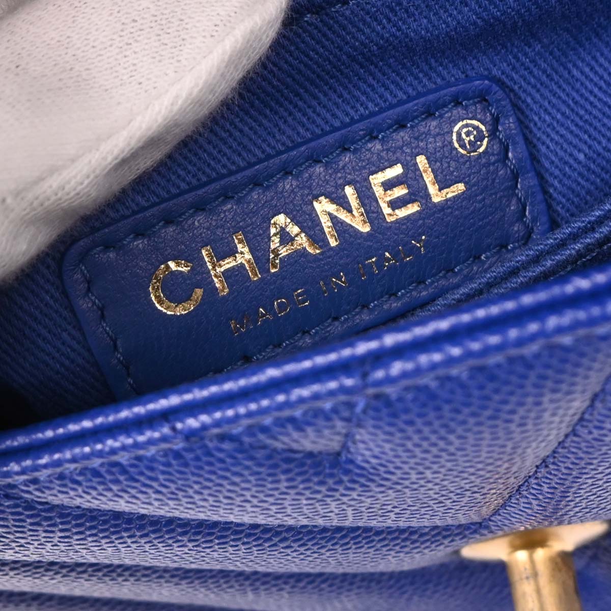 Chanel Blue Caviar Chevron Coco Handle XS 2way Shoulder Handbag