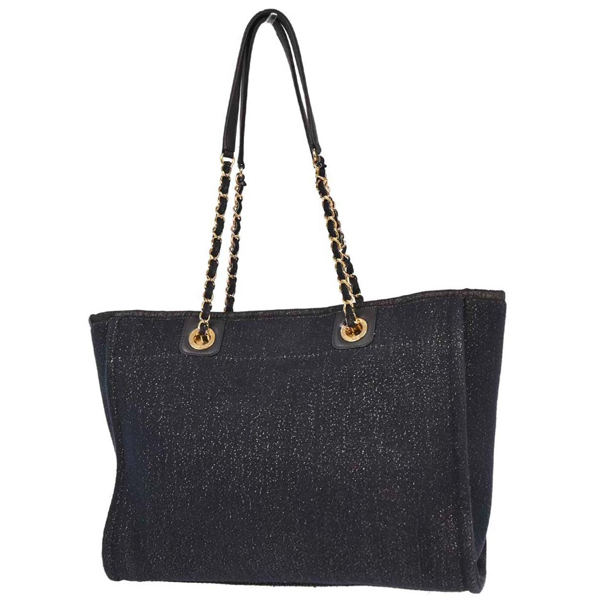 Chanel Navy Gold Small Deauville Tote Bag