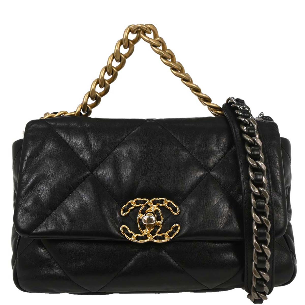 Chanel Black Calfskin 19 Dix-neuf Shoulder Bag