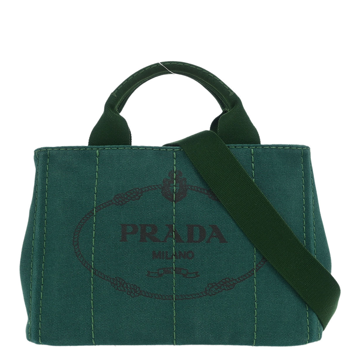 Prada Green Canvas Canapa Tote Handbag