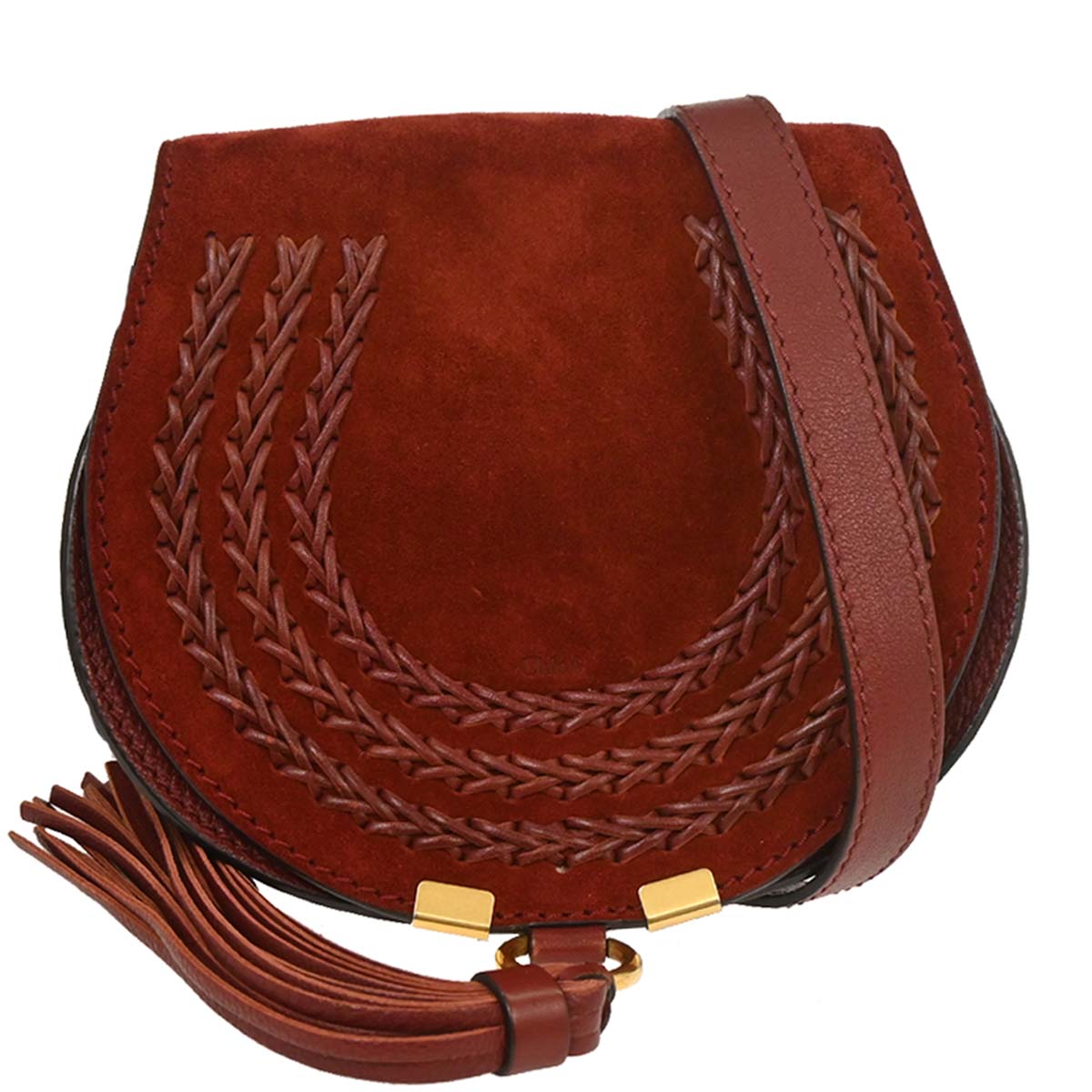 Chloe Bordeaux Suede Marcie Crossbody Bag