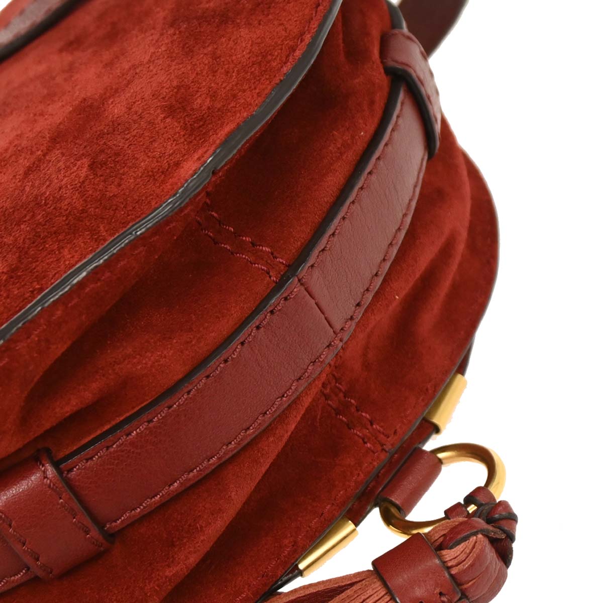 Chloe Bordeaux Suede Marcie Crossbody Bag