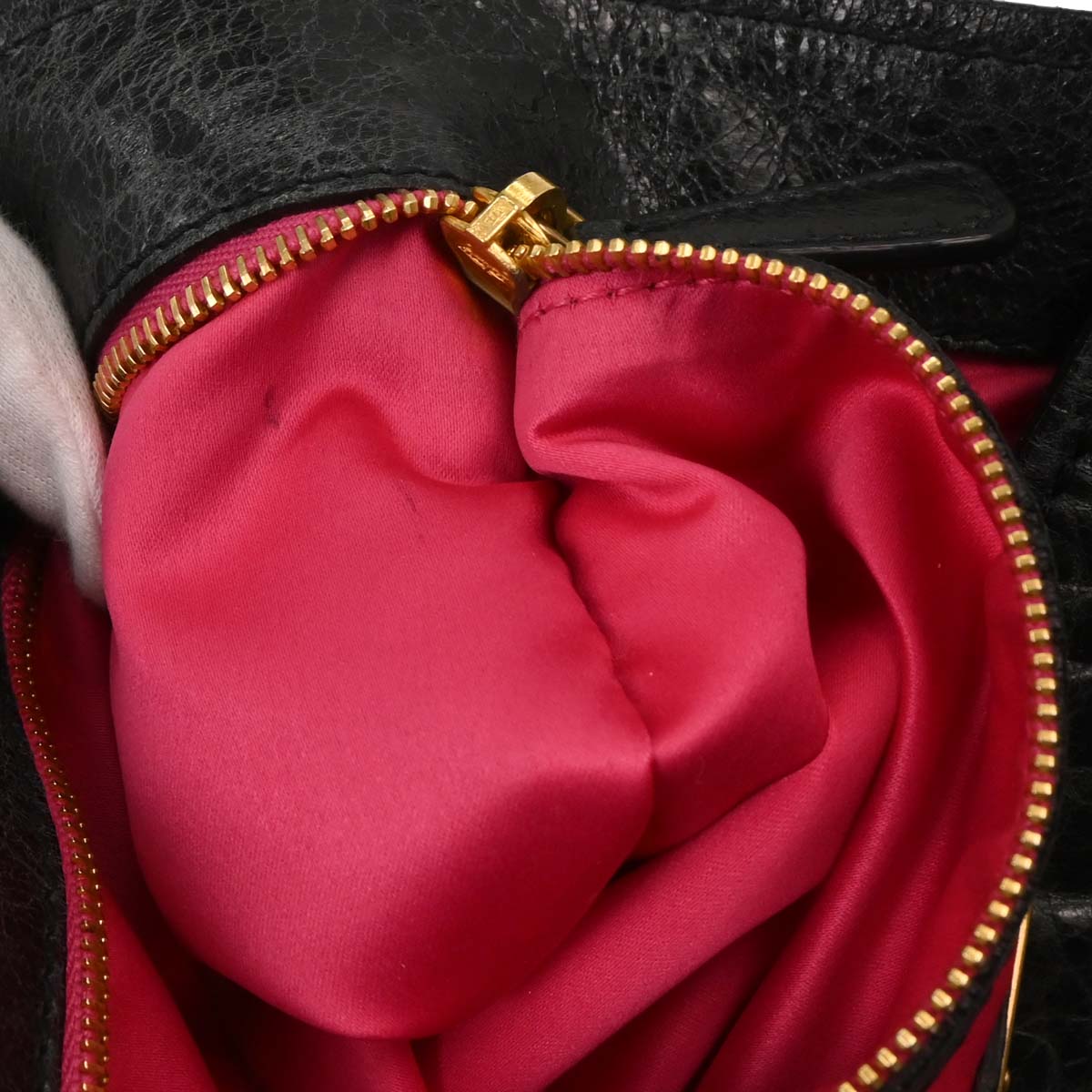 Miu Miu Dark Green Leather Tote Handbag