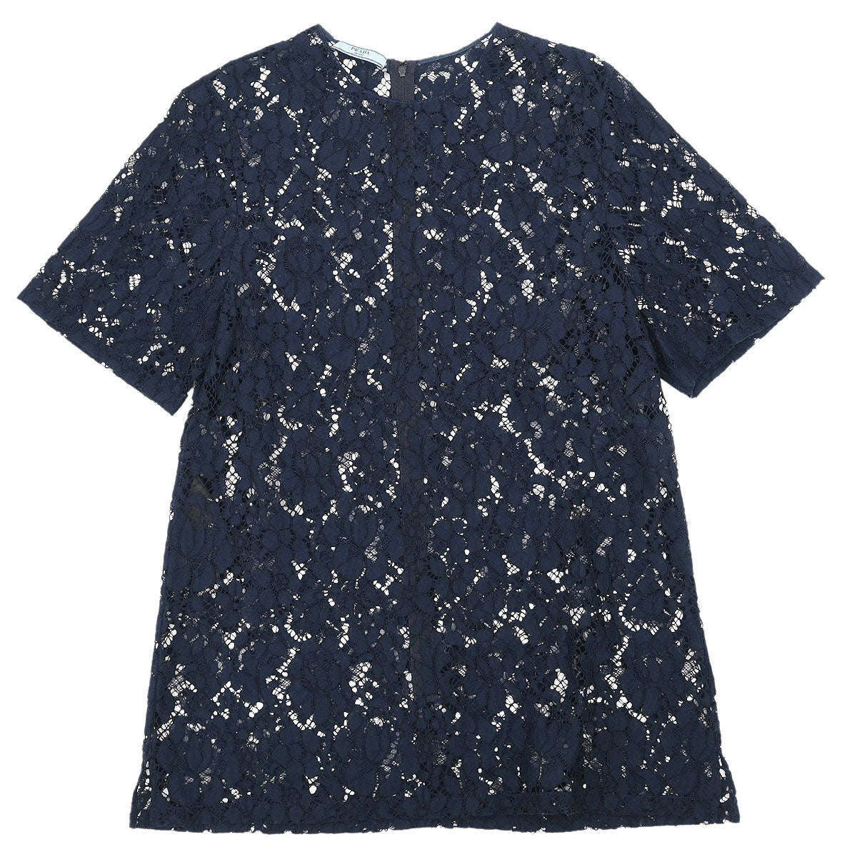 Prada 2015 Short Sleeve Lace Top Navy #42