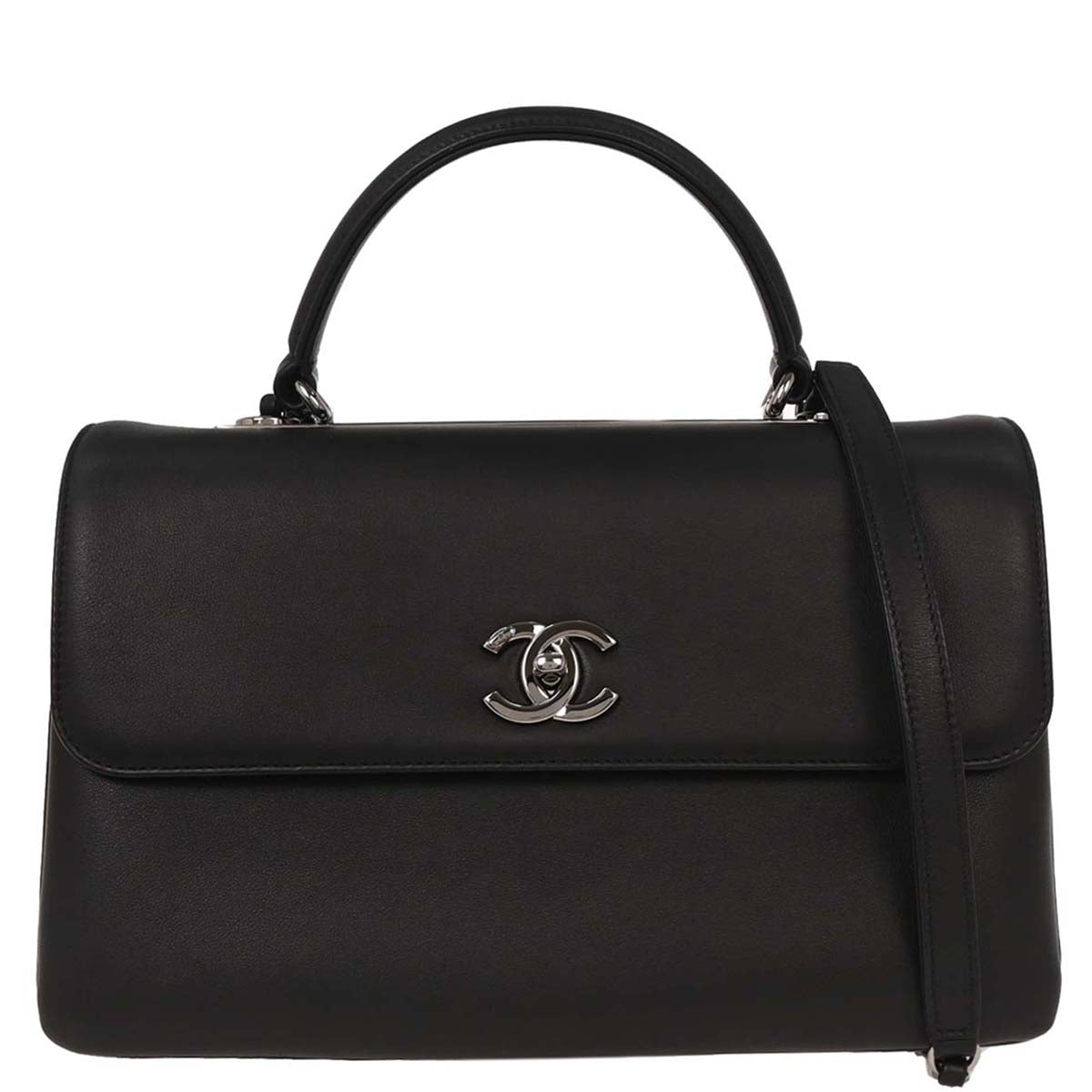 Chanel 2018-2019 Black Calfskin Trendy CC Top Handle 2way Shoulder Handbag