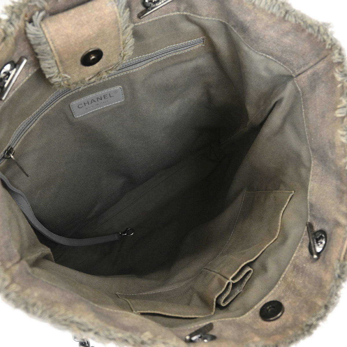 Chanel 2014 Gray Canvas Bricolage Graffiti Tote Handbag