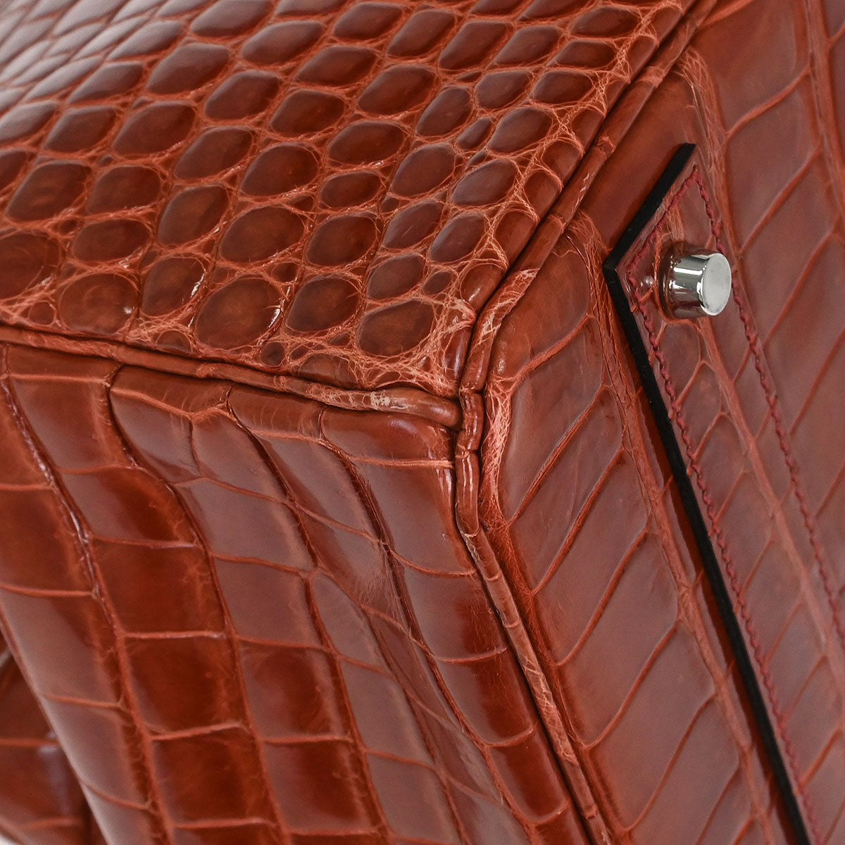 Hermes * Rouge H Porosus Birkin 50 Handbag