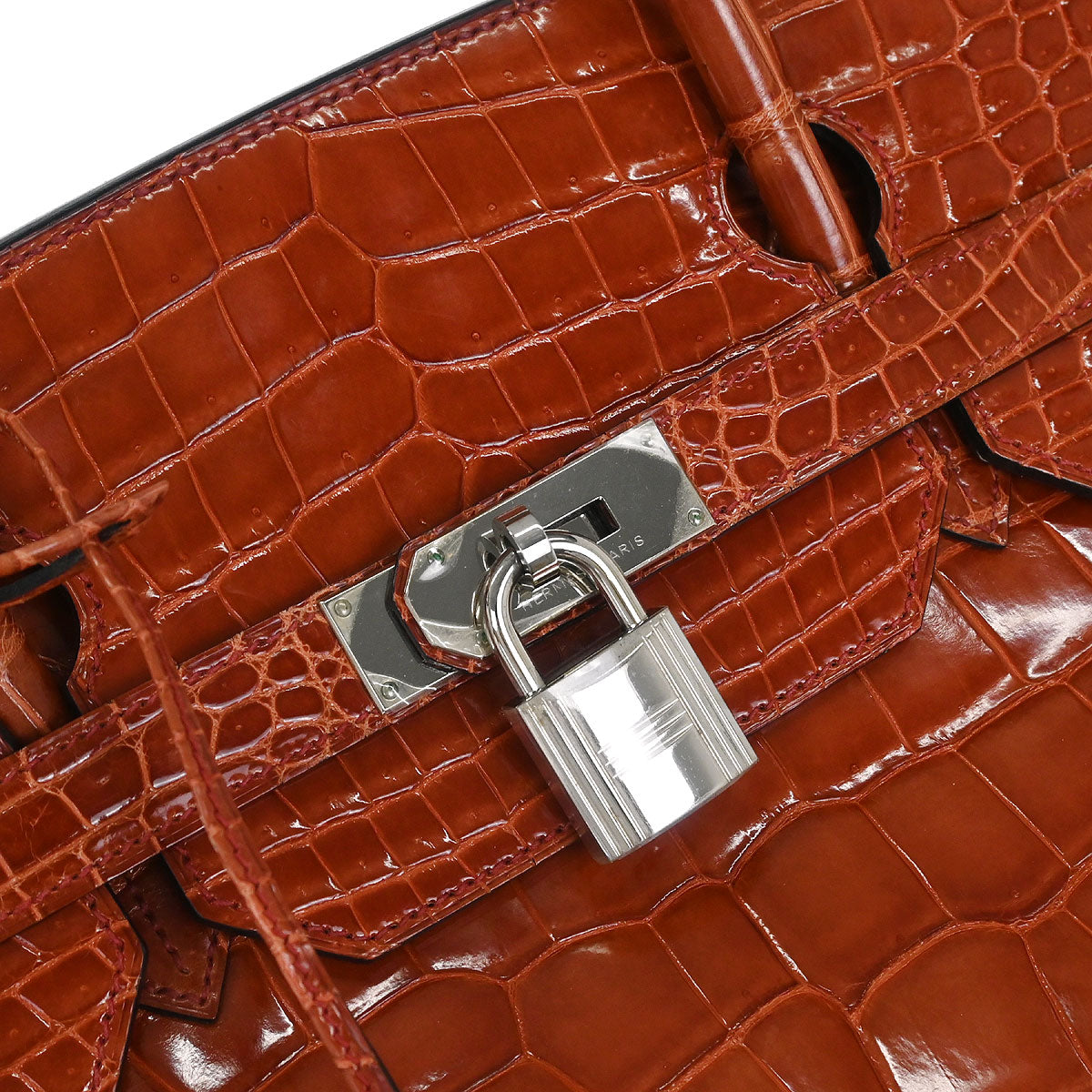 Hermes * Rouge H Porosus Birkin 50 Handbag