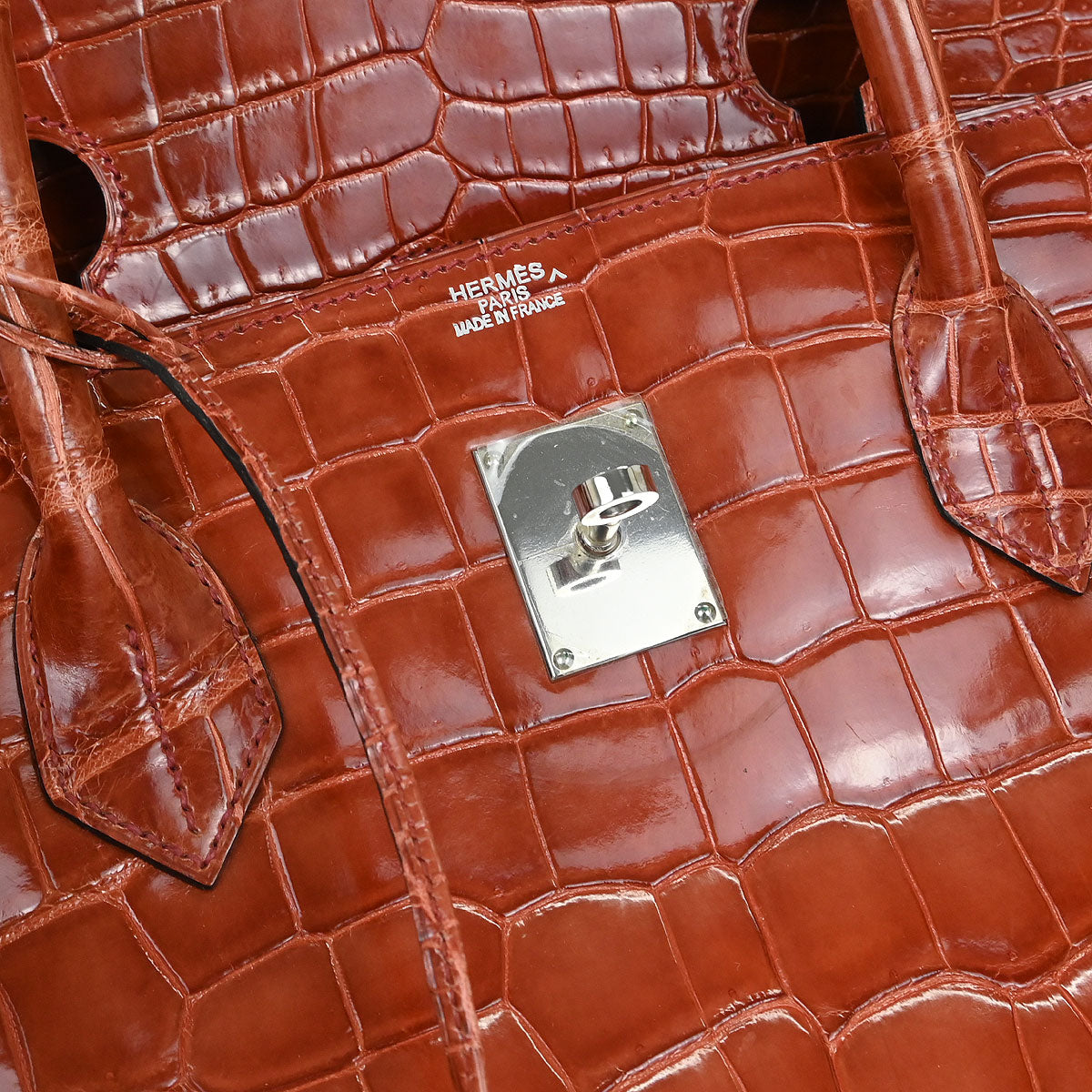 Hermes * Rouge H Porosus Birkin 50 Handbag