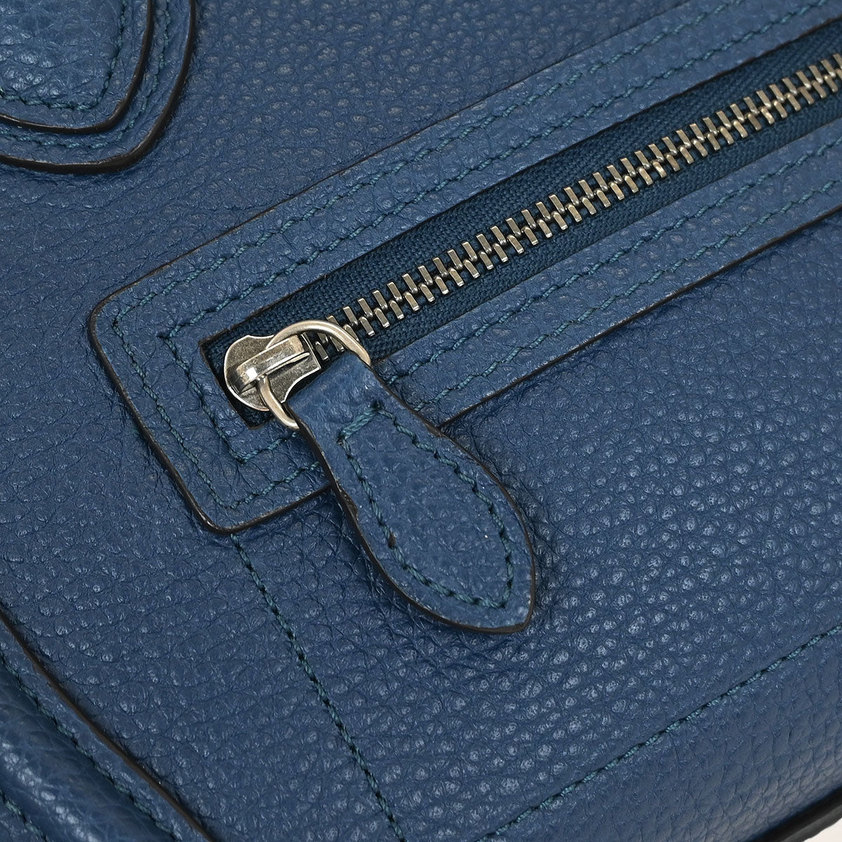 Celine Blue Leather Nano Luggage Tote Bag