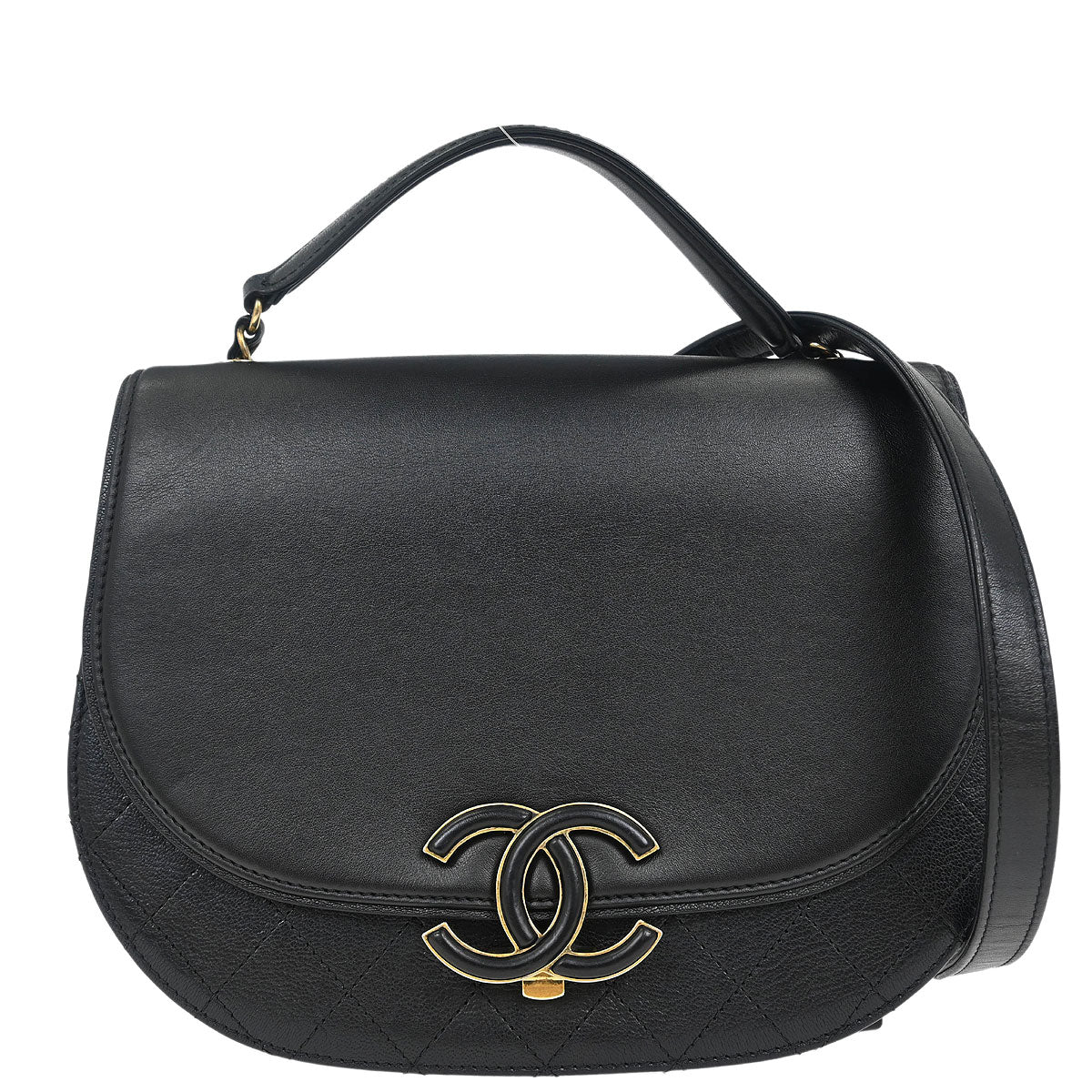 Chanel 2017 Black Calfskin Coco Curve 2way Shoulder Handbag