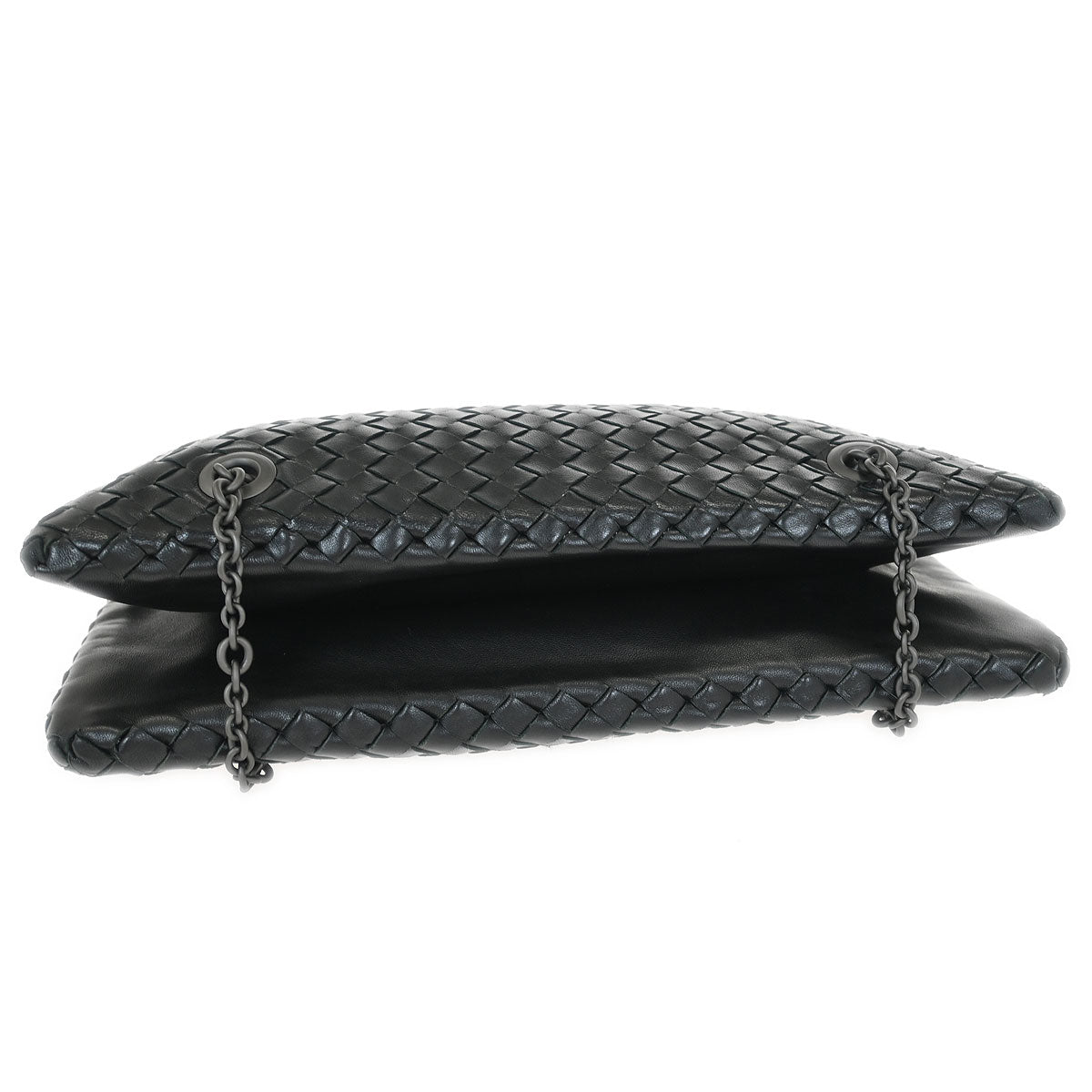 Bottega Veneta Black Intrecciato Chain Handbag