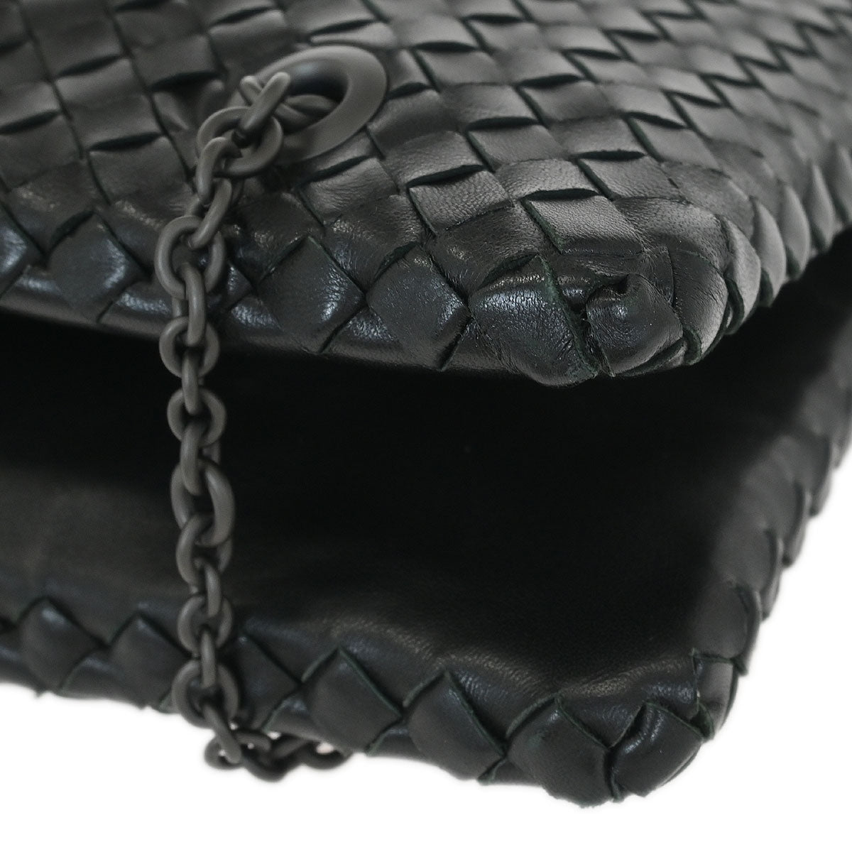 Bottega Veneta Black Intrecciato Chain Handbag