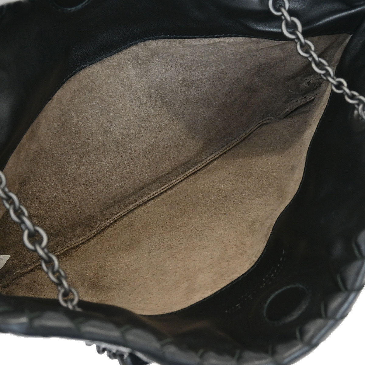 Bottega Veneta Black Intrecciato Chain Handbag
