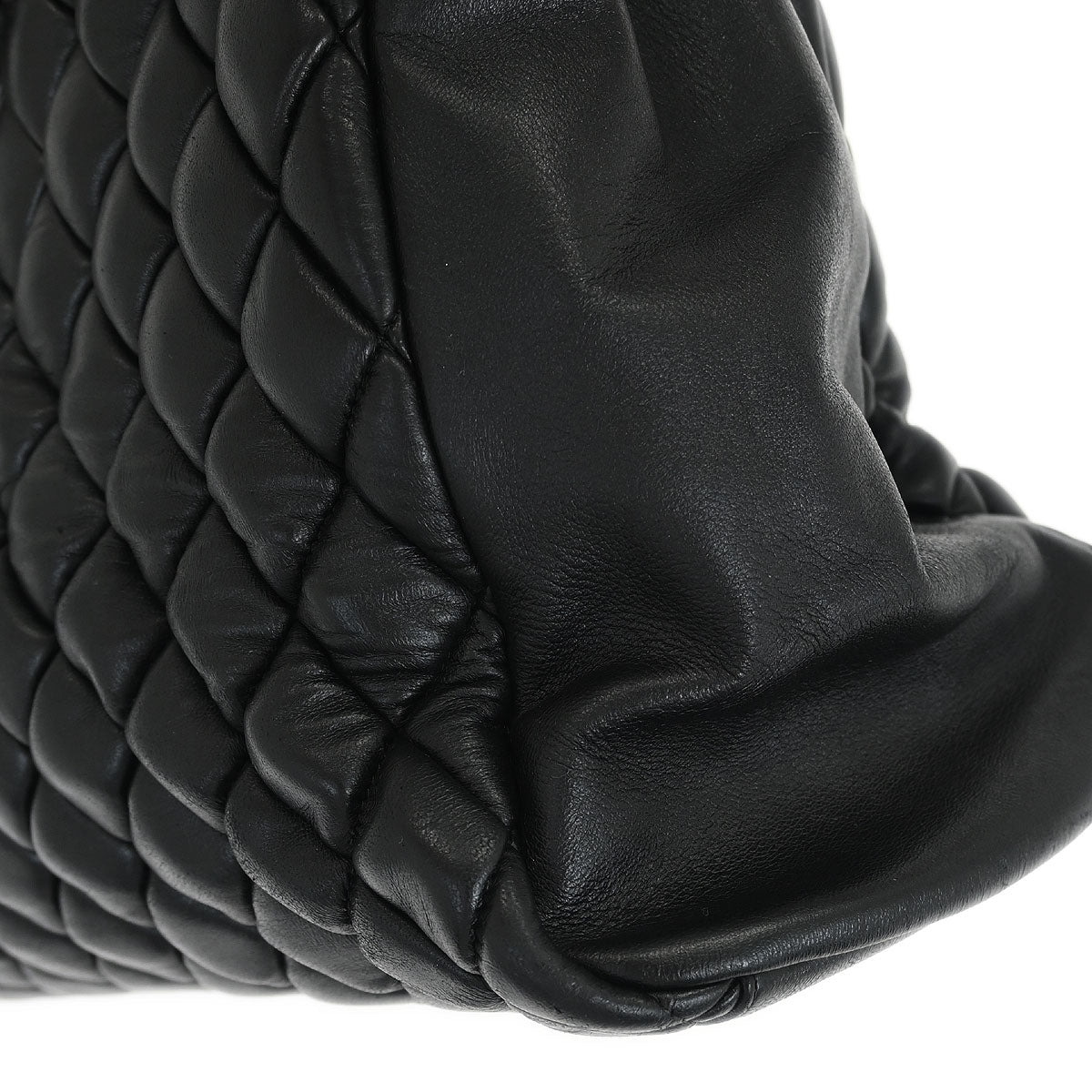 Chanel 2010-2011 Black Calfskin Bubble Quilt Tote Shoulder Bag