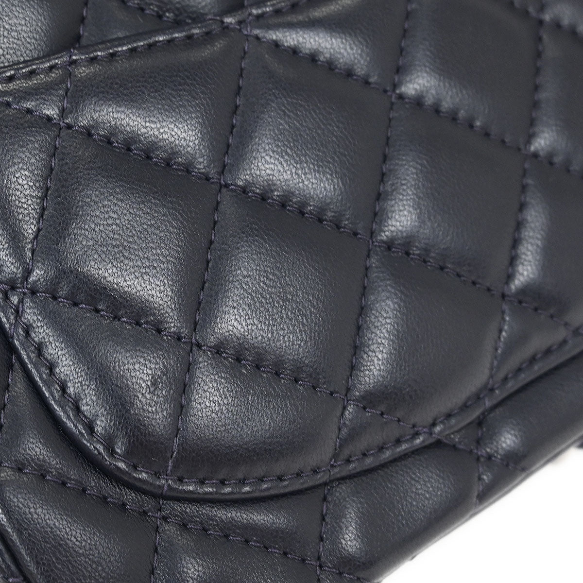 Chanel 2017 Navy Lambskin Mini Classic Square Flap Shoulder Bag 17