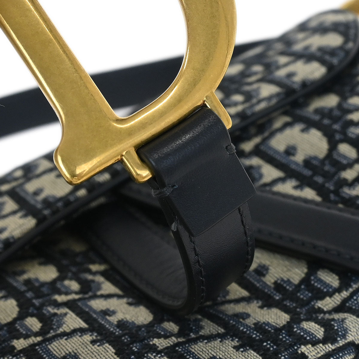 Christian Dior Navy Oblique Trotter Saddle Handbag