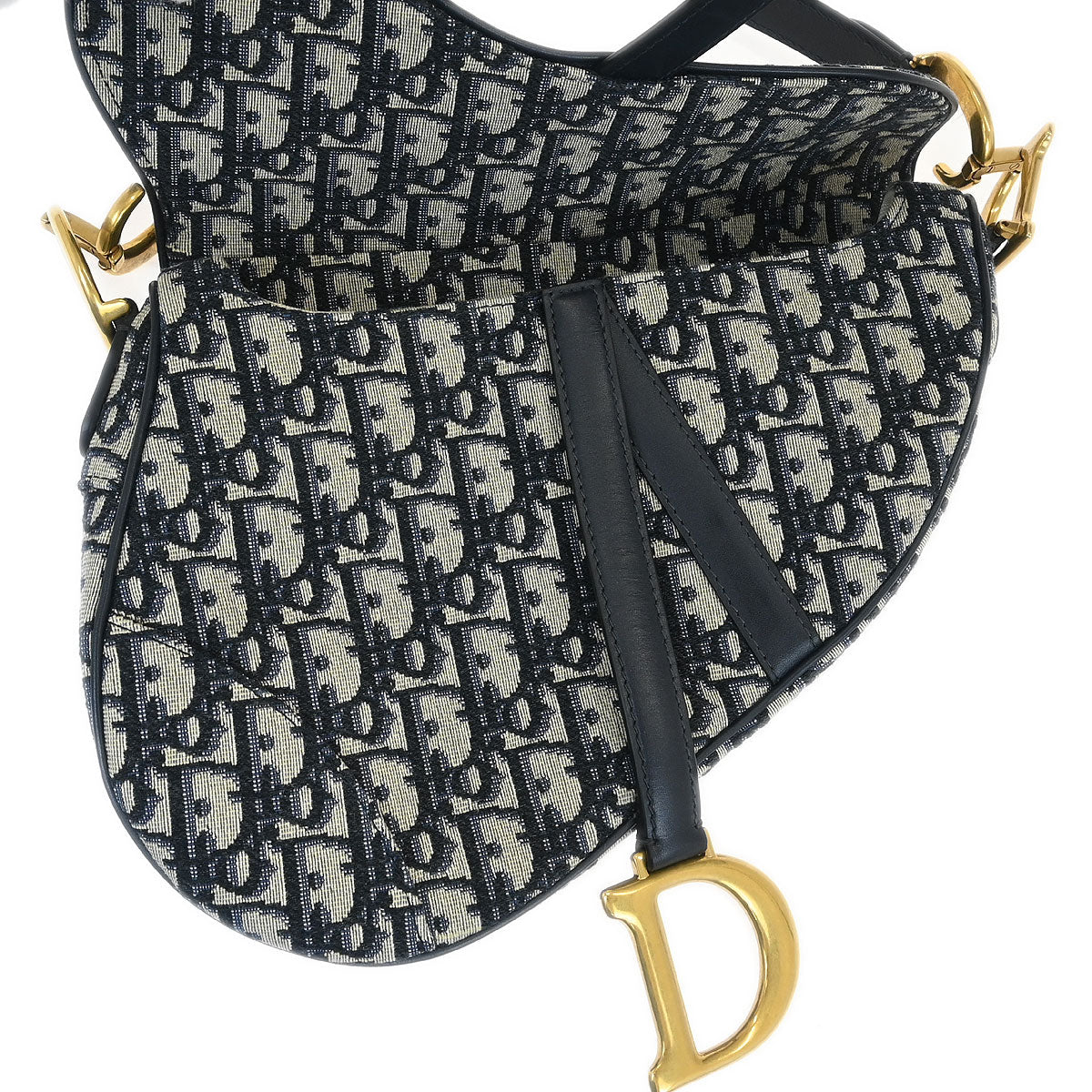 Christian Dior Navy Oblique Trotter Saddle Handbag