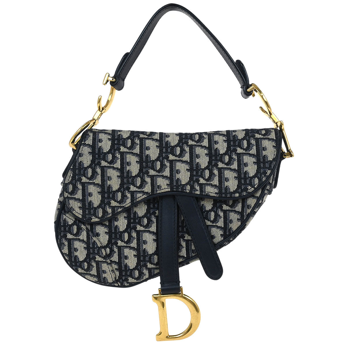 Christian Dior Navy Oblique Trotter Saddle Handbag