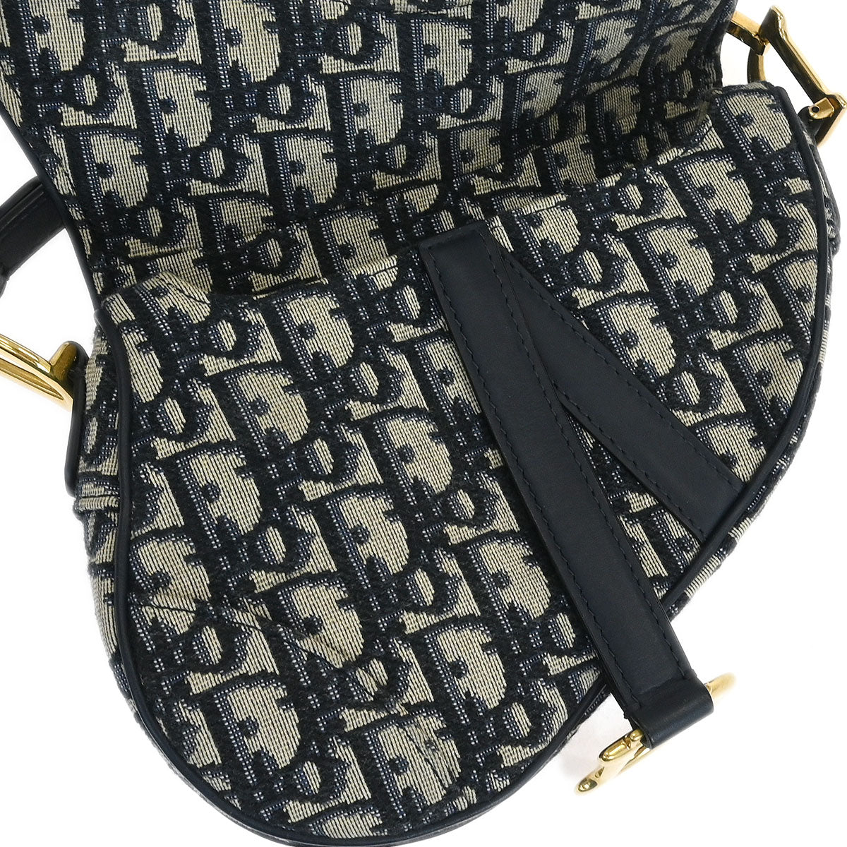 Christian Dior Navy Oblique Trotter Saddle Handbag