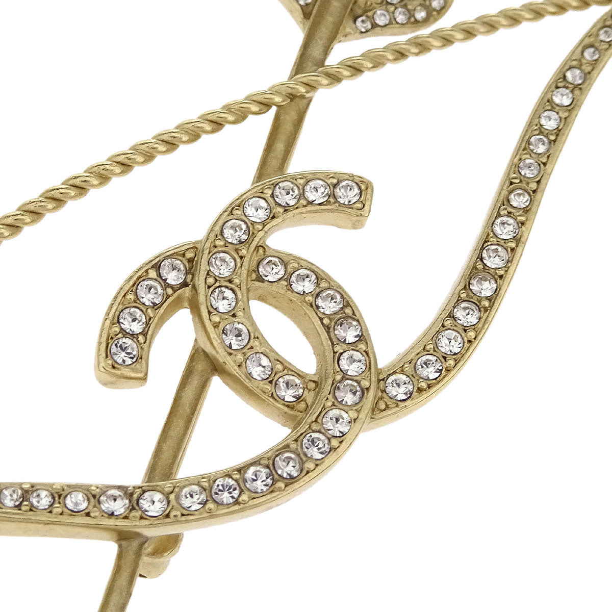 Chanel Bow And Arrow CC Rhinestone Costume Pearl Brooch Pin Gold 18C