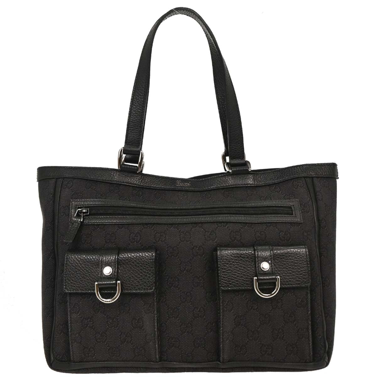 Gucci Black Canvas GG Tote Handbag