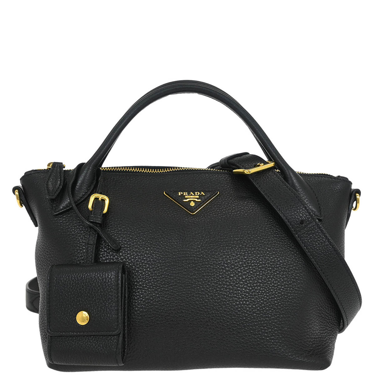 Prada Black Leather 2way Shoulder Handbag