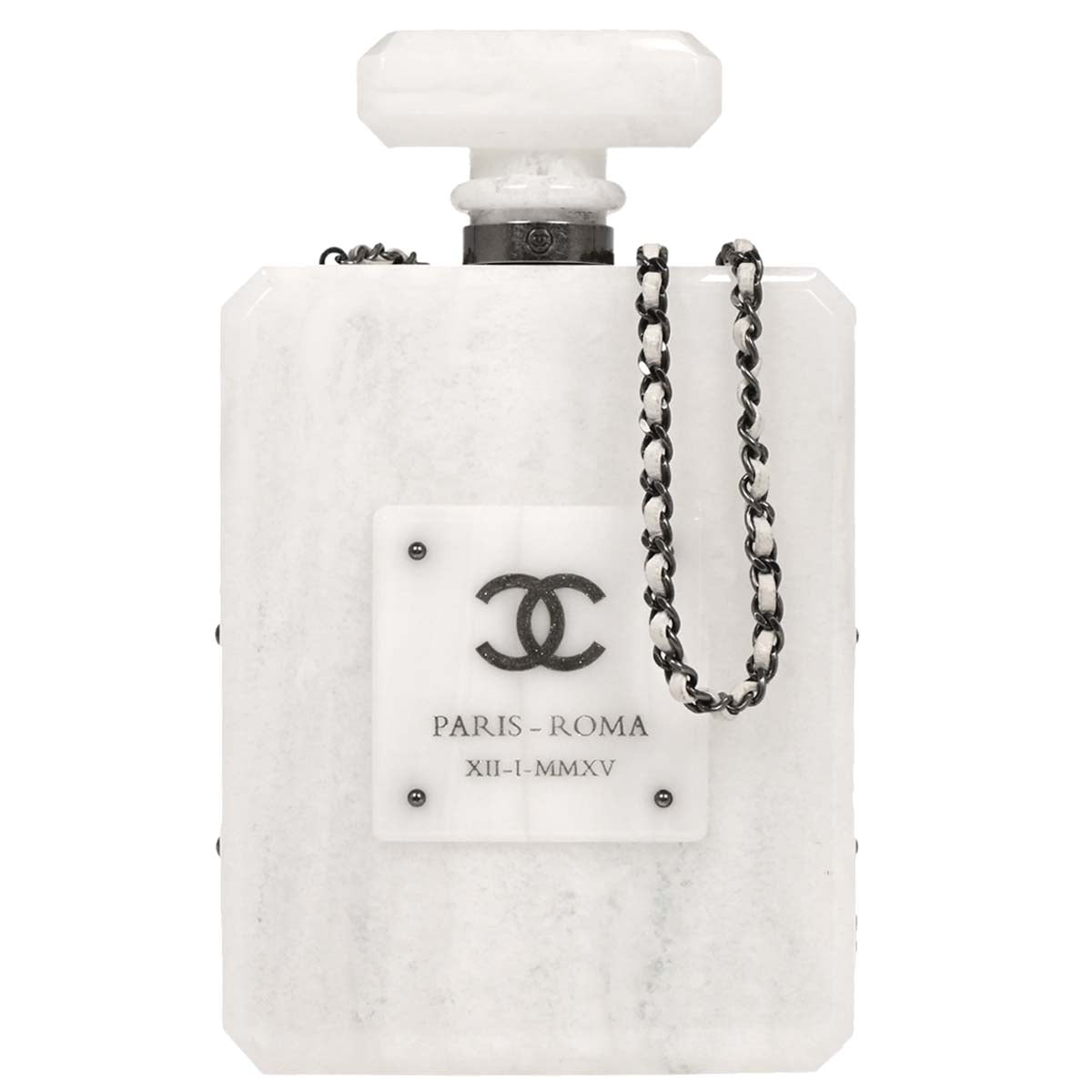 Chanel White Acrylic Perfume Bottle Shoulder Bag