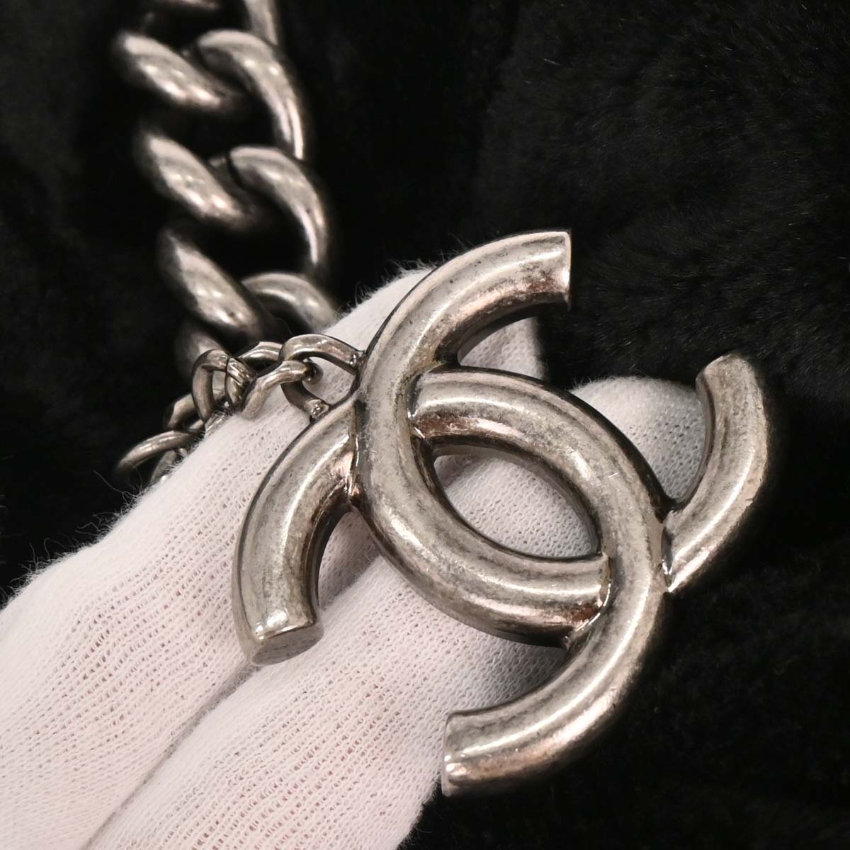 Chanel 2010-2011 Black Faux Fur Hobo 2way Shoulder Handbag