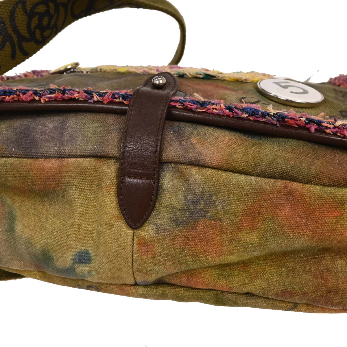 Chanel 2014-2015 Khaki Canvas Graffiti On The Pavements Shoulder Bag