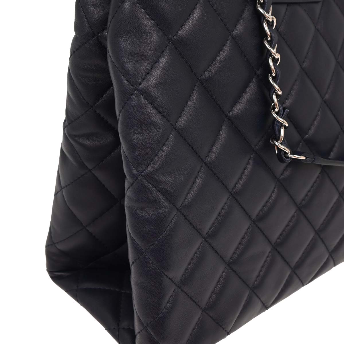 Chanel 2014-2015 Navy Calfskin Shopping Tote 2way Shoulder Handbag