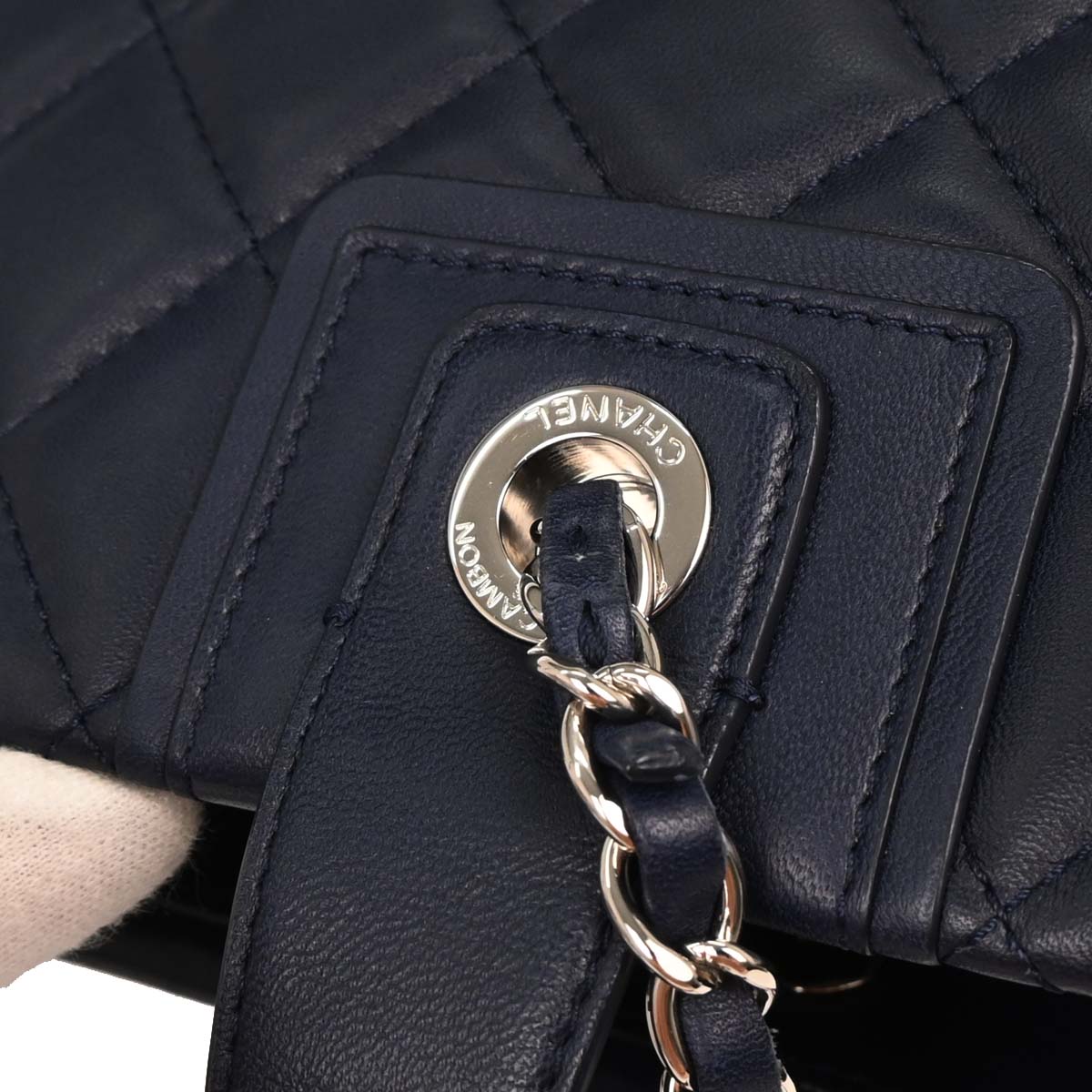 Chanel 2014-2015 Navy Calfskin Shopping Tote 2way Shoulder Handbag