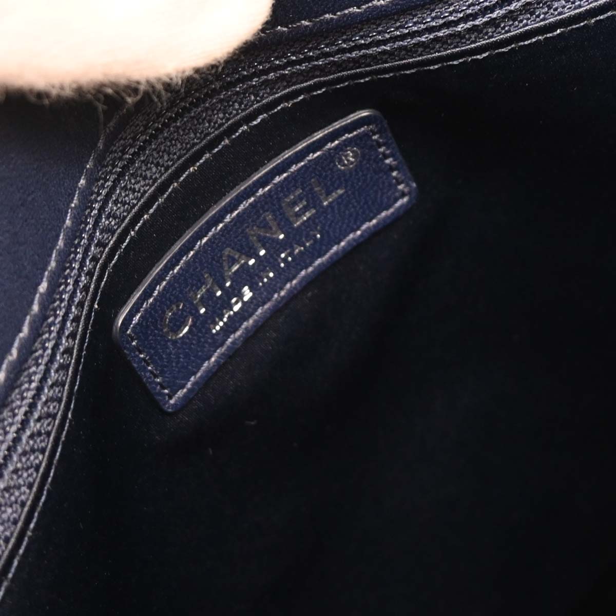 Chanel 2014-2015 Navy Calfskin Shopping Tote 2way Shoulder Handbag