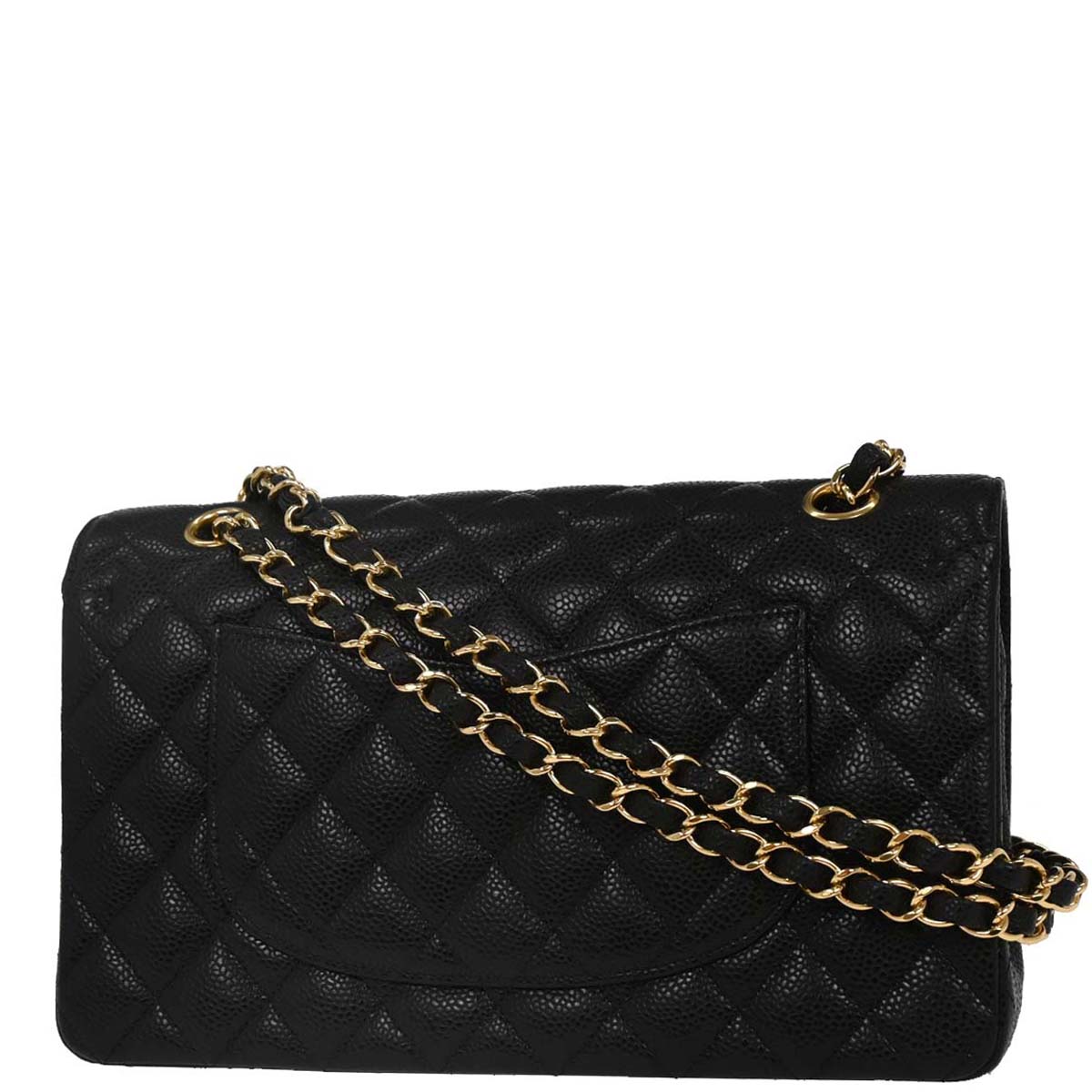 Chanel 2014 Black Caviar Medium Classic Double Flap Shoulder Bag