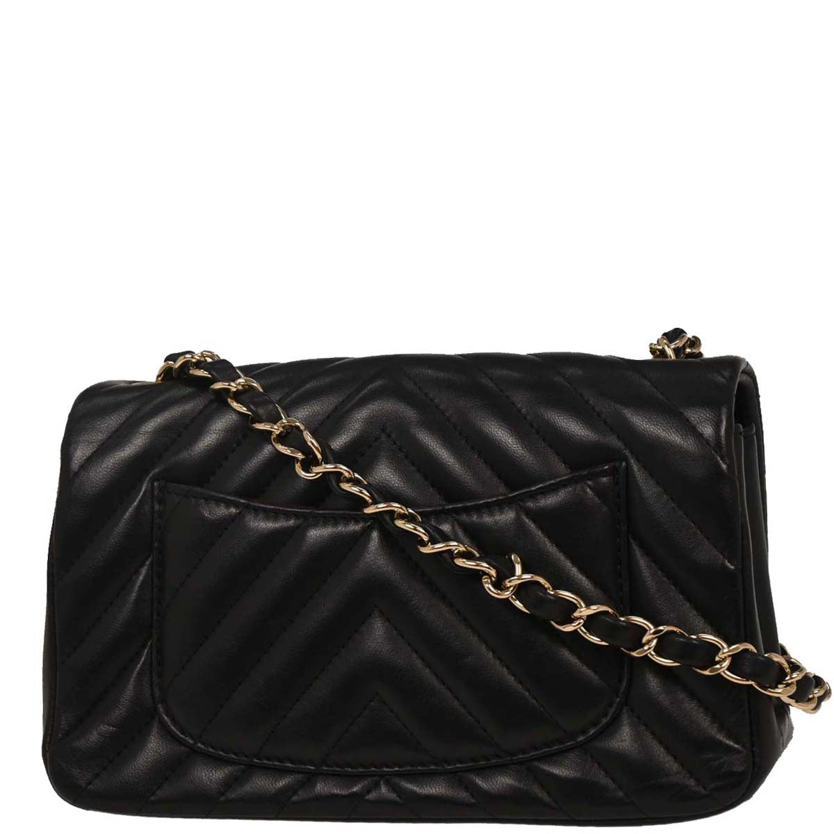 Chanel 2017-2018 Black Lambskin Chevron Shoulder Bag