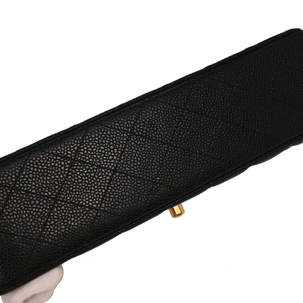 Chanel 2014 Black Caviar Medium Classic Double Flap Shoulder Bag