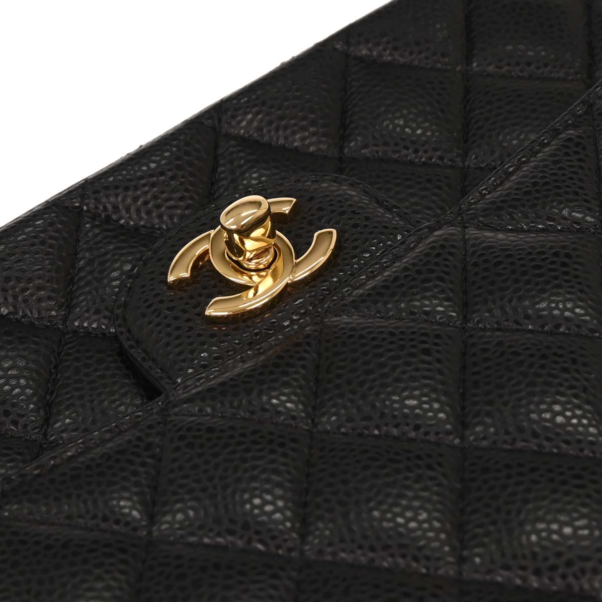 Chanel 2014 Black Caviar Medium Classic Double Flap Shoulder Bag