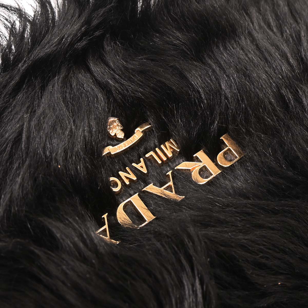 Prada Black Sheepskin Fur Leather Handbag