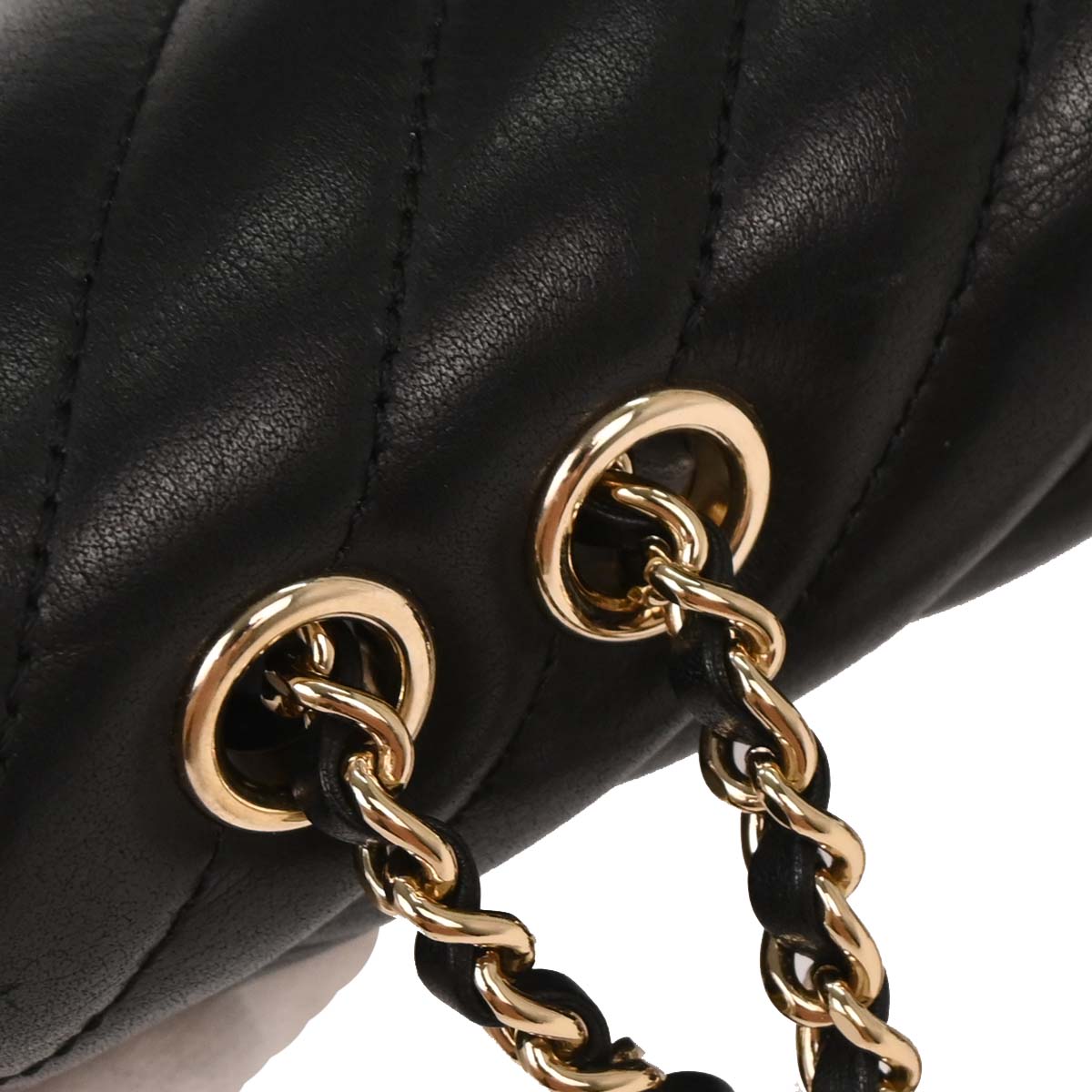 Chanel 2019 Black Lambskin Turnlock Mini Full Flap Chevron Shoulder Bag