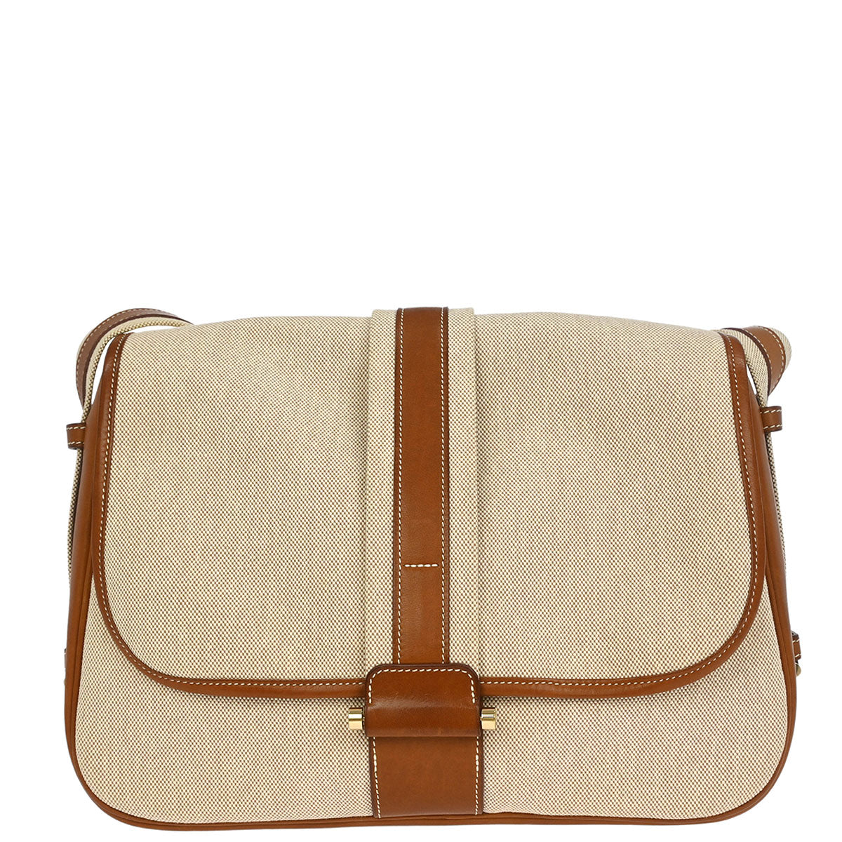 Hermes Natural Fauve Toile H Barenia Bourlingue Shoulder Bag