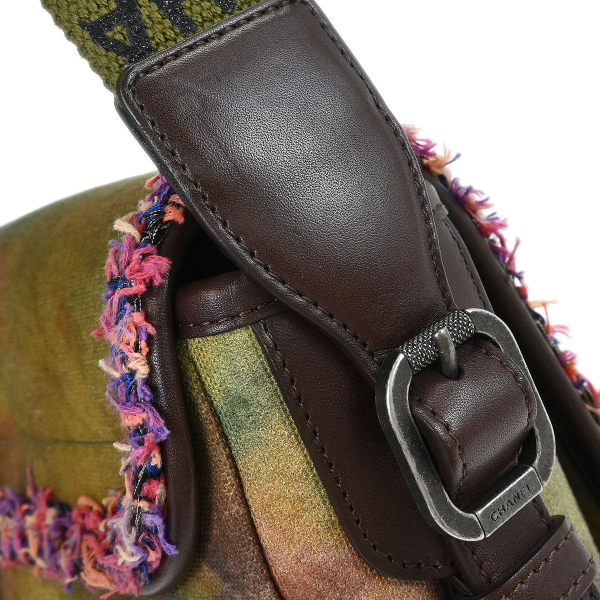 Chanel 2015-2016 Khaki Canvas Graffiti On The Pavement Shoulder Bag