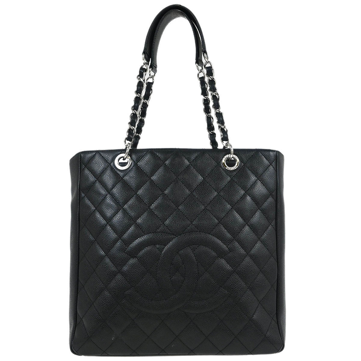 Chanel 2013-2014 Black Caviar Tote Chain Handbag