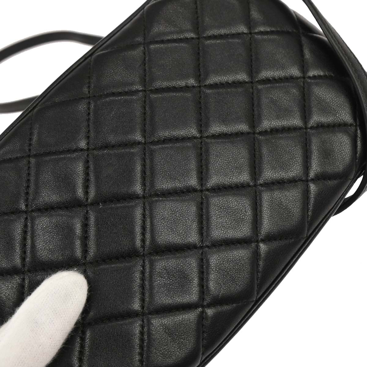 Chanel Black Lambskin Phone Case 2way Shoulder Handbag