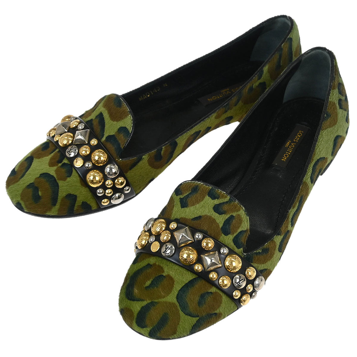 Louis Vuitton * 2013 Khaki Pony Hair Leopard Print Pumps Shoes #36.5