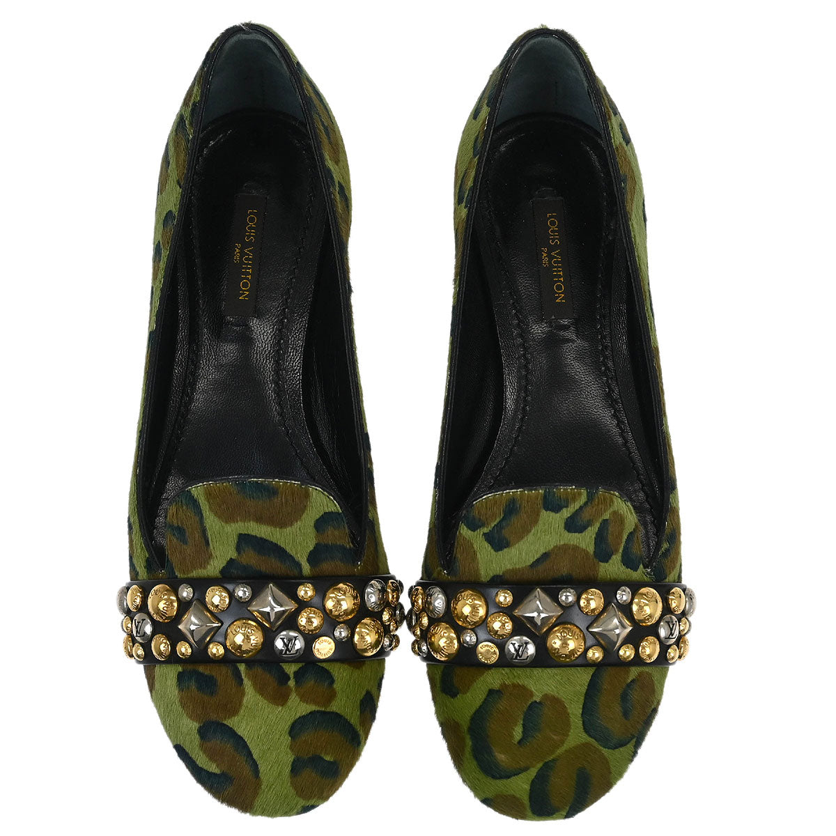 Louis Vuitton * 2013 Khaki Pony Hair Leopard Print Pumps Shoes #36.5
