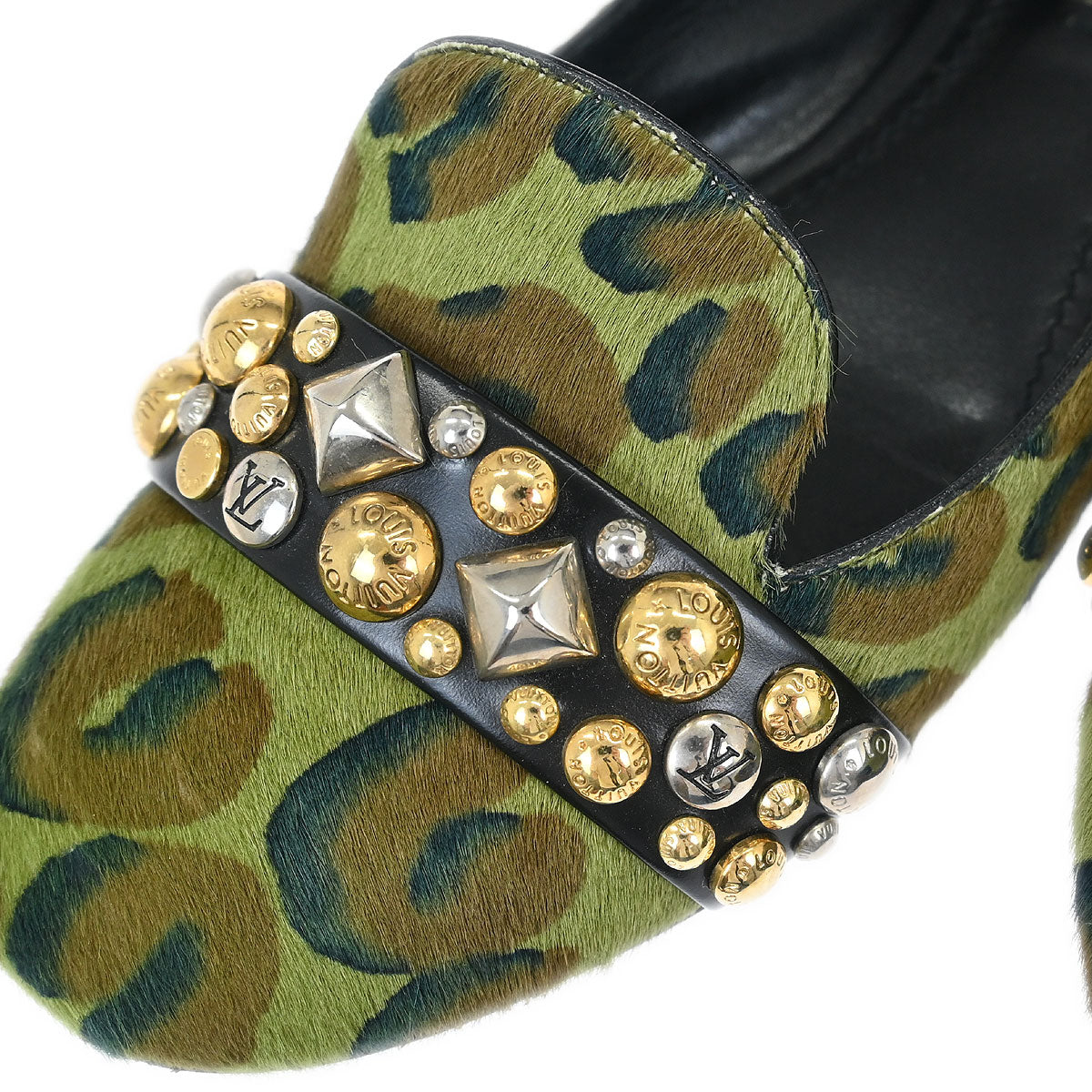 Louis Vuitton * 2013 Khaki Pony Hair Leopard Print Pumps Shoes #36.5