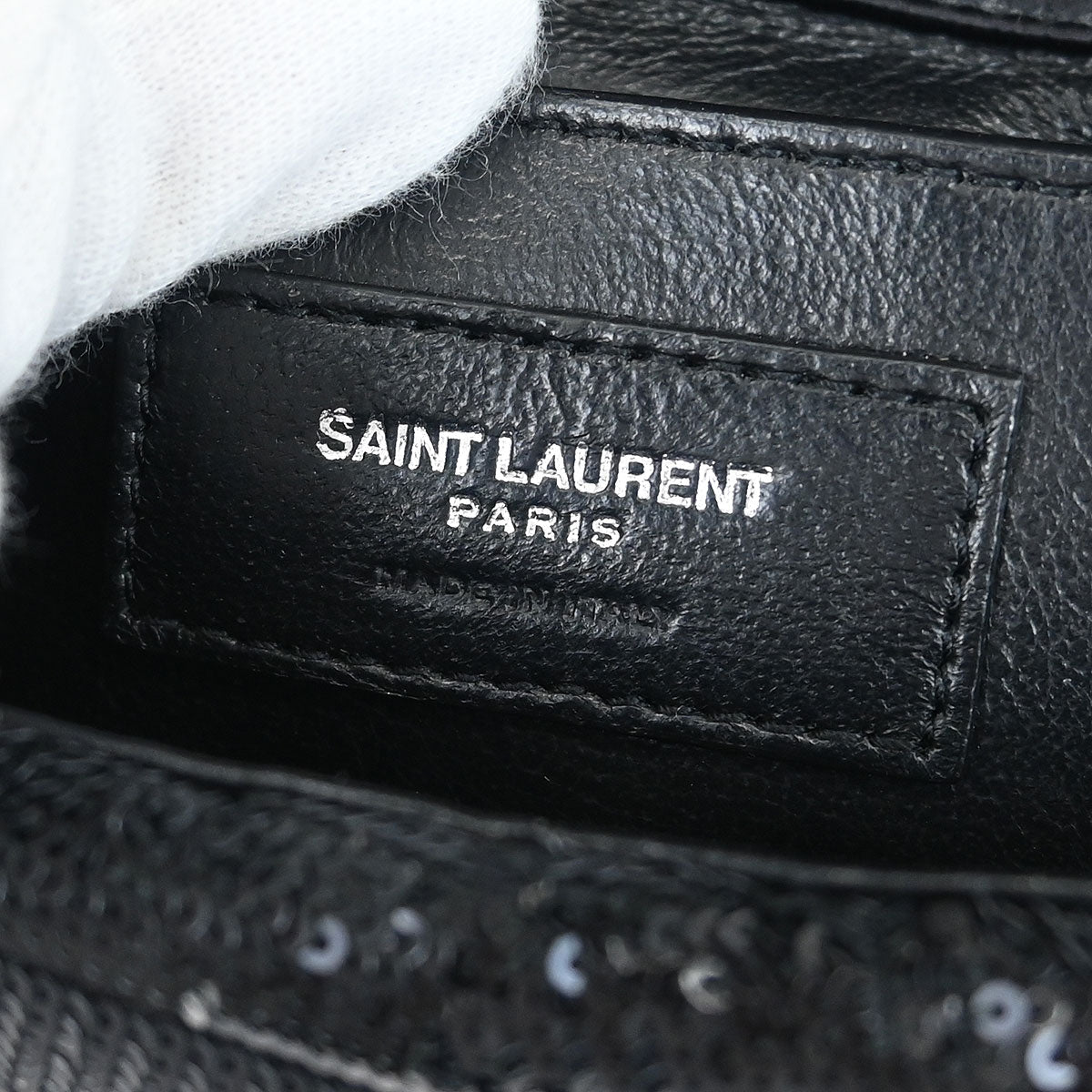 Saint Laurent Black Sequins Sulpice Shoulder Bag